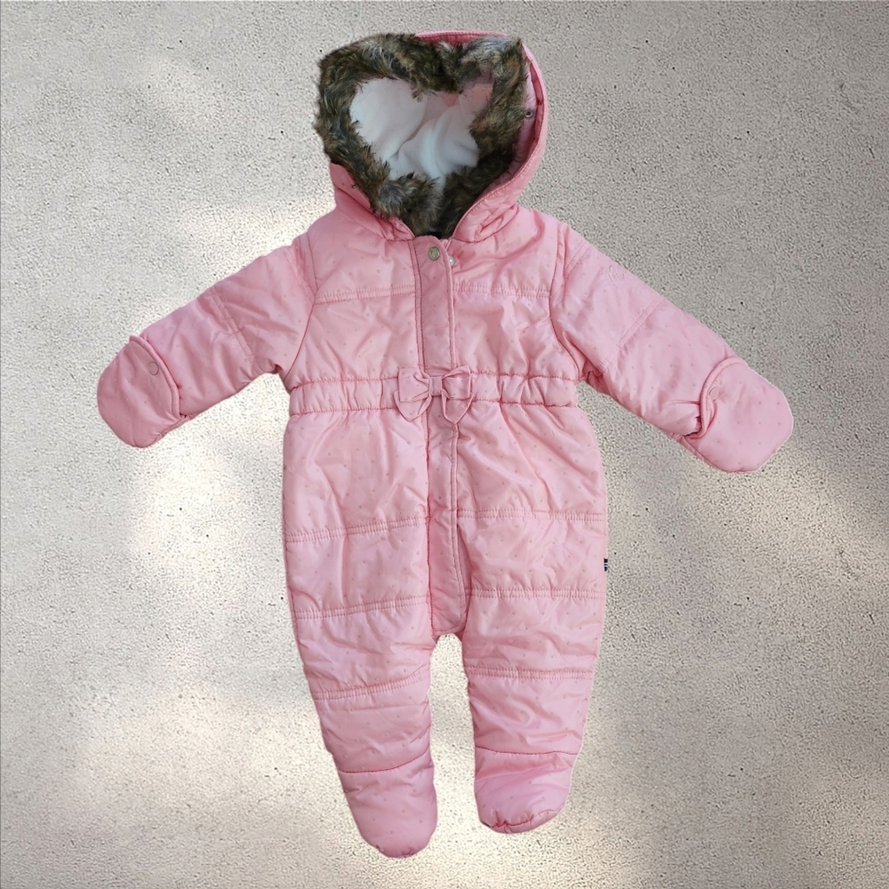 Nautica Pink Faux Fur Hooded Snowsuit
